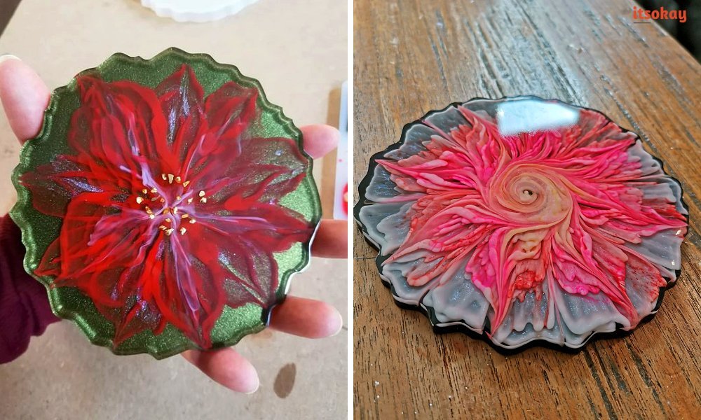 Epoxy onderzetters met Bloempatroon maken - itsOkay