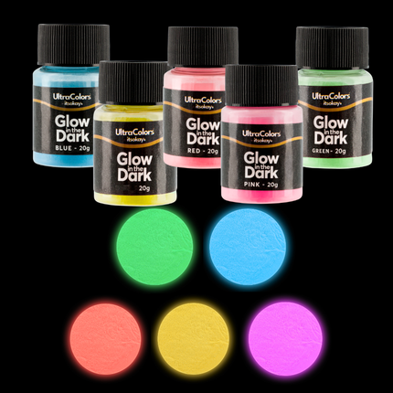Glow in the dark poeder (5 kleuren)