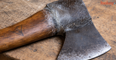 Bijl repareren met epoxy giethars