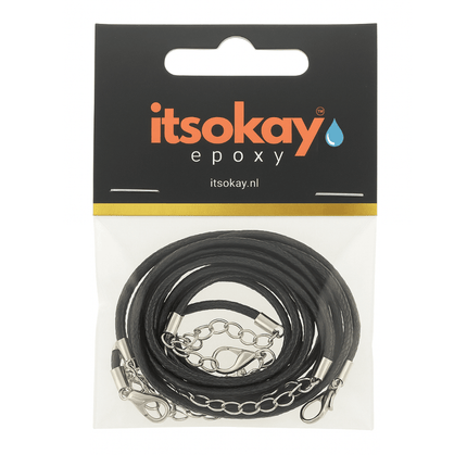 Halsketting Waxkoord 10 stuks - Zilveren Sluiting (46cm) - #itsokay#