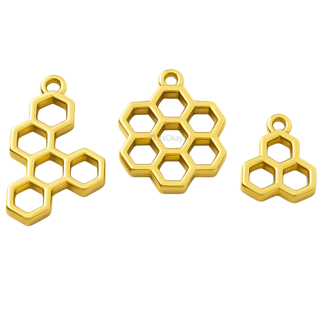 Hanger Honinggraat Goud 9 st. (Open bedel) - itsokay