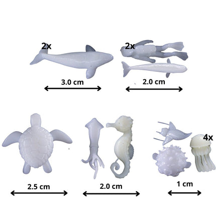 Miniaturen/figuren zeedieren (dolfijn, kwal, duiker, vis, octopus 14 st.) - #itsokay#