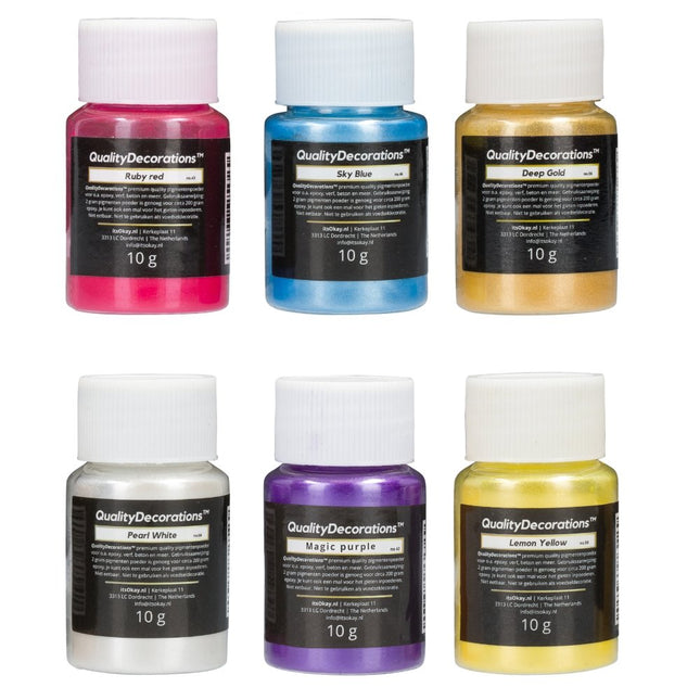 Metallic Pigment Poeder | QualityDecorations™ | Set van 6 Kleuren - #itsokay#